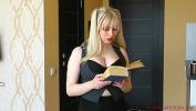 Video sex new Blonde Selesta is reading a book and posing in stockings and a transparent skirt high speed