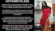 Watch video sex 2022 Hotkinkyjo in red dress self anal fisting amp prolapse in the kitchen HD