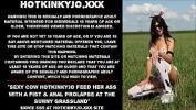 Download video sex Sexy cow Hotkinkyjo feed her ass with a fist amp anal prolapse at the sunny grassland of free