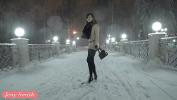 Download video sex Jeny Smith naked in snow fall walking through the city high speed